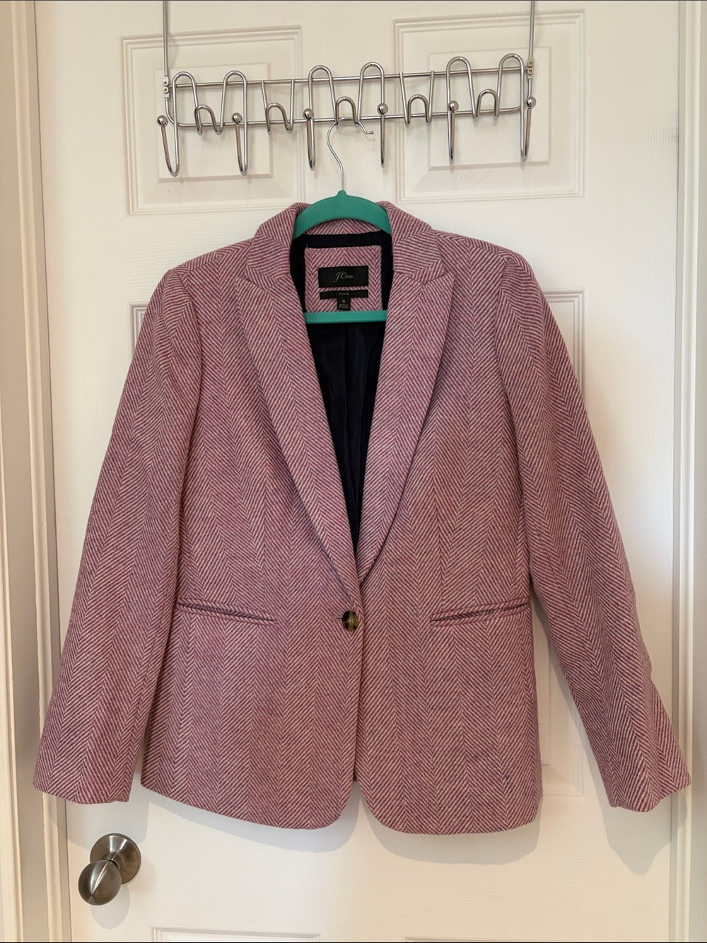 J. Crew Pink Herringbone Single-Button Blazer